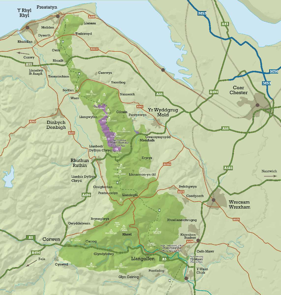 Map showing the extent of the AONB